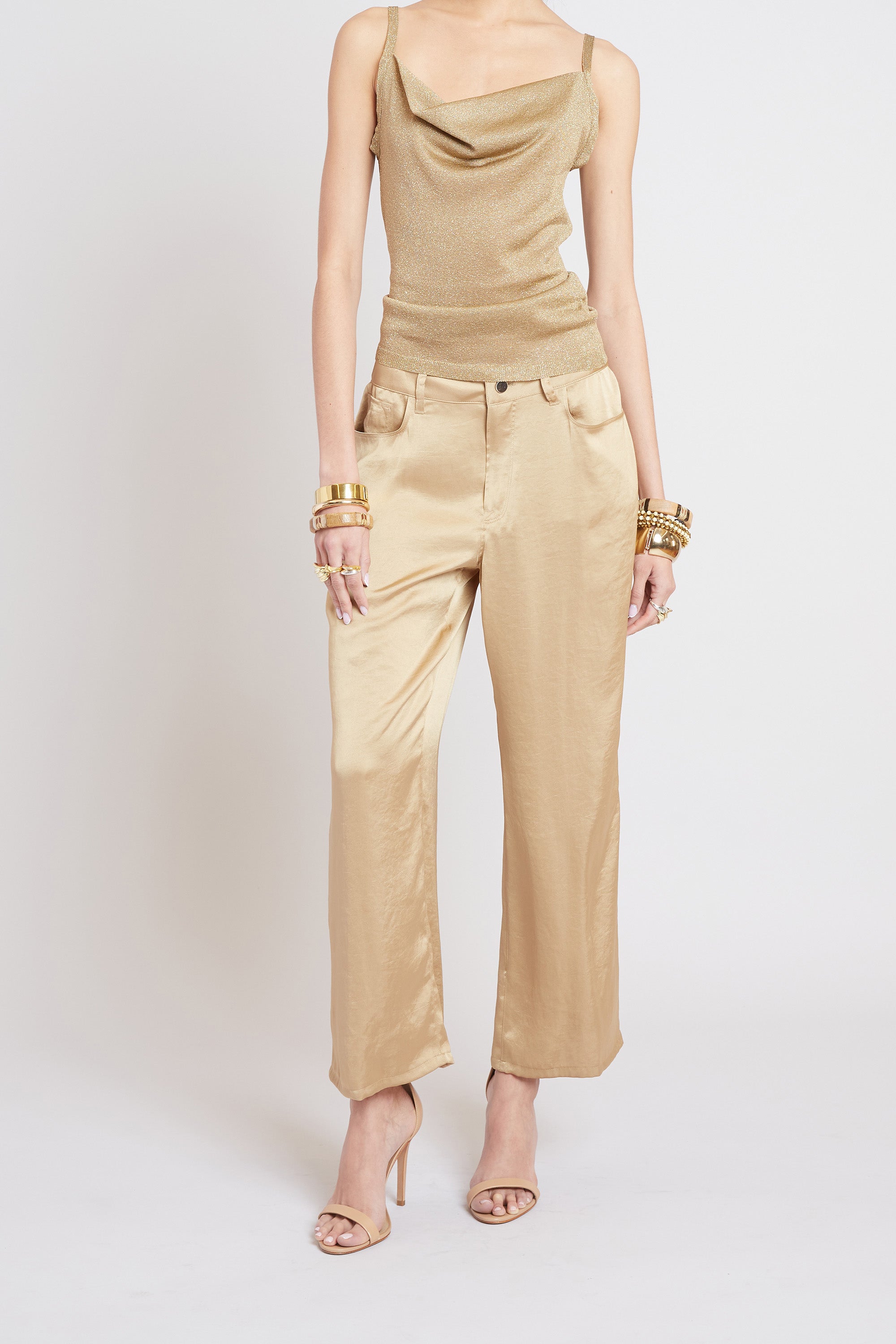 Elie Tahari Fluid spodnie Sandcastle satyna