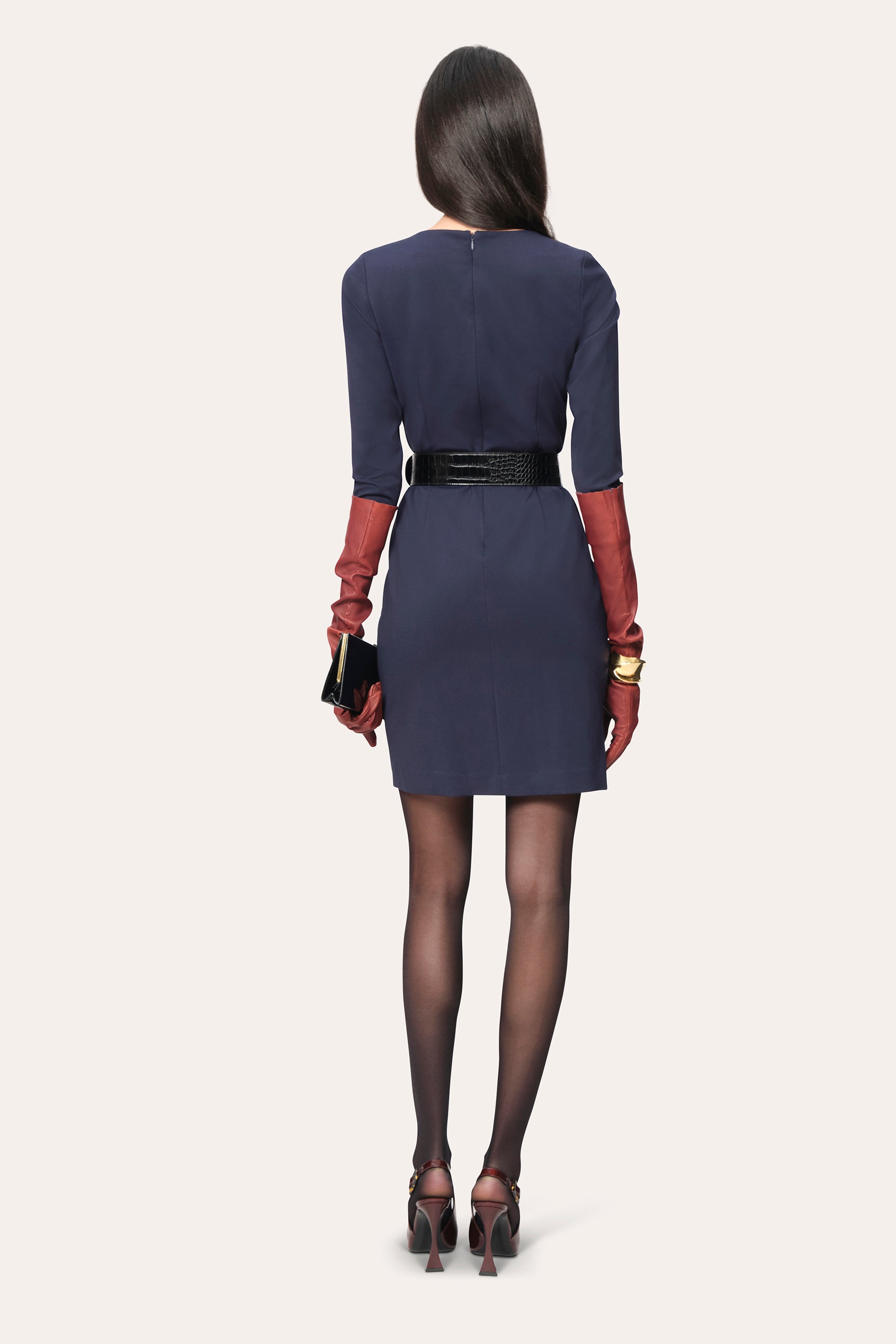 Elie Tahari Double Knit sukienka koktajlowa Galaxy Navy