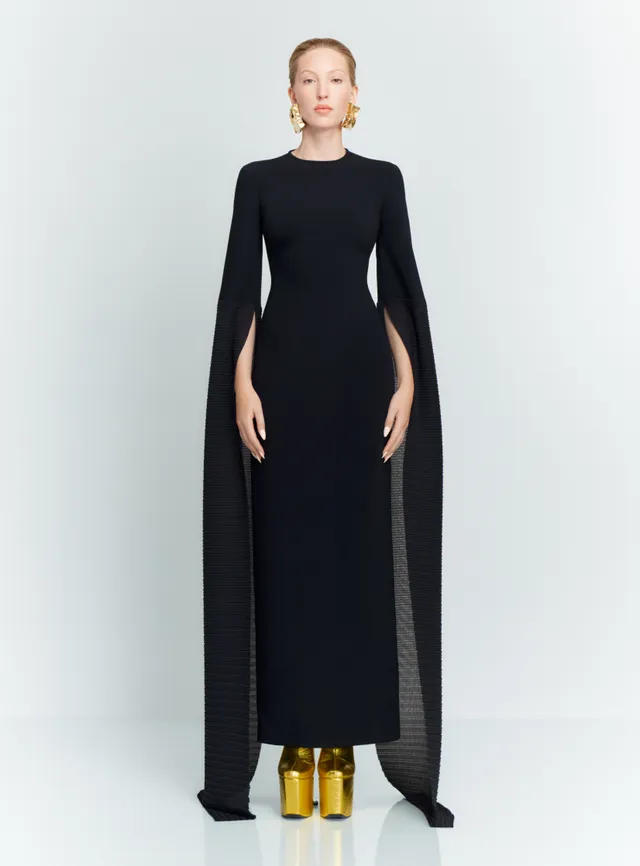 SOLACE LONDON Naomi sukienka maxi czarna plisowana