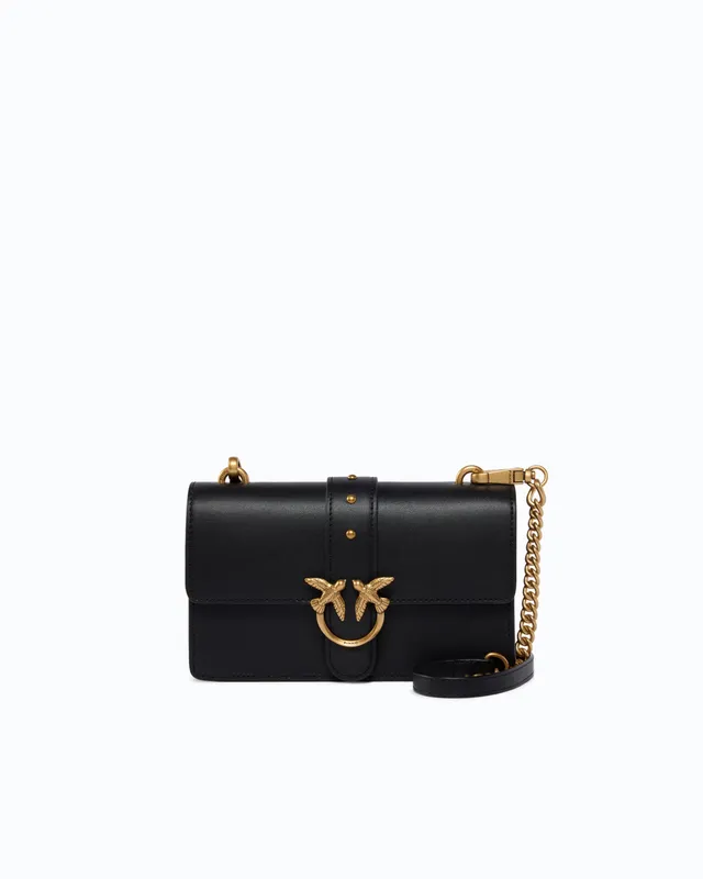 Pinko Love Bag One torebka skórzana czarna mała