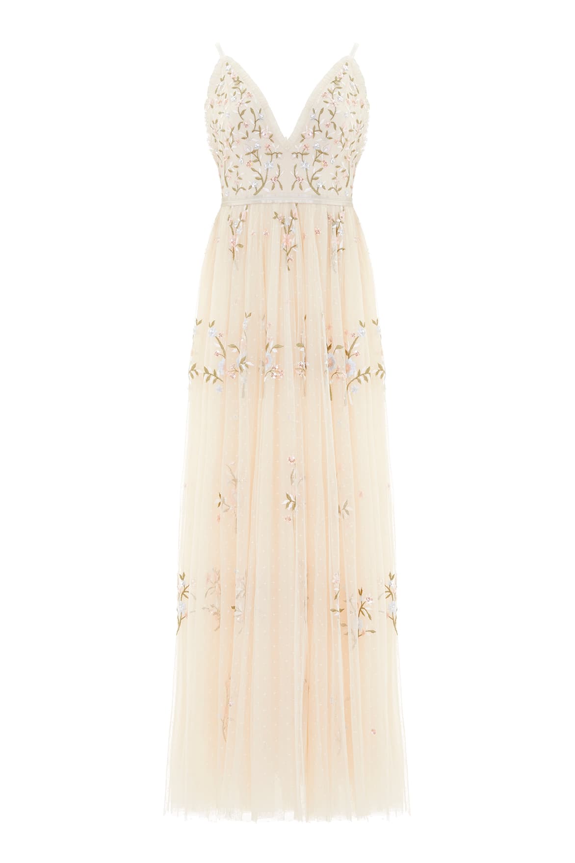 Needle & Thread Petunia Gown sukienka wieczorowa kremowa haft