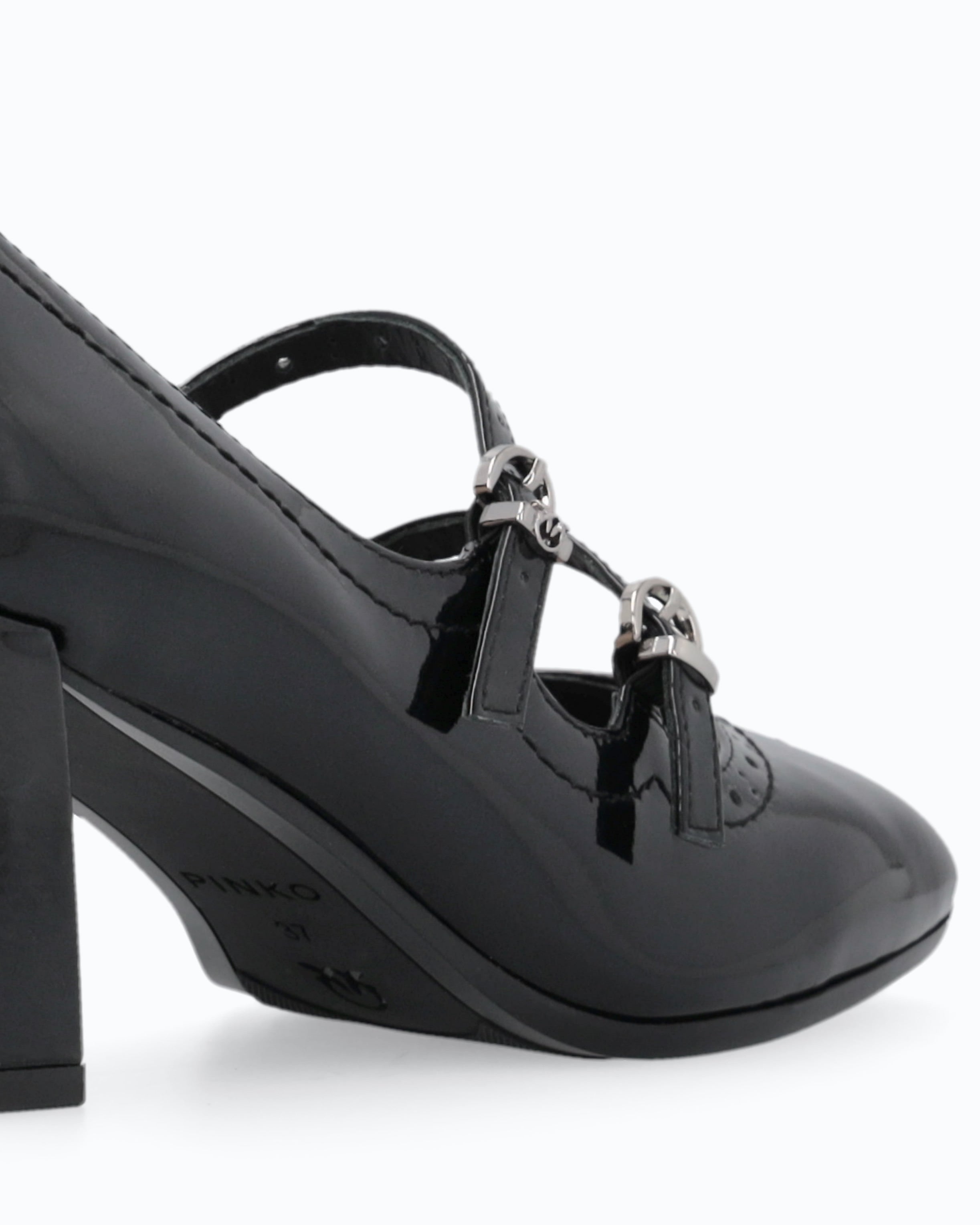 Pinko Anita 02 czółenka Mary Jane czarne lakierowane