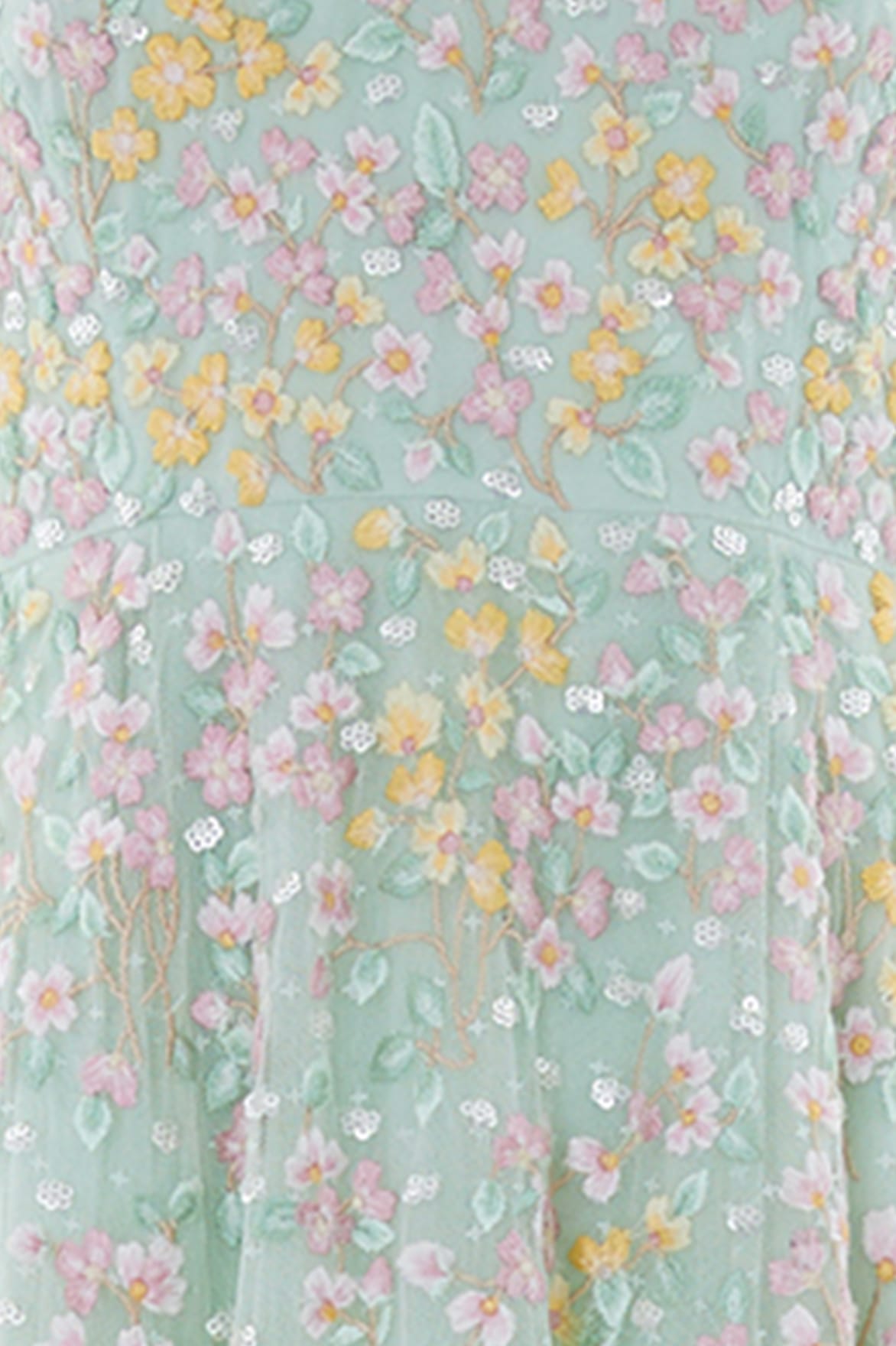 Needle & Thread Versailles Ditsy Gown suknia zielona tiul