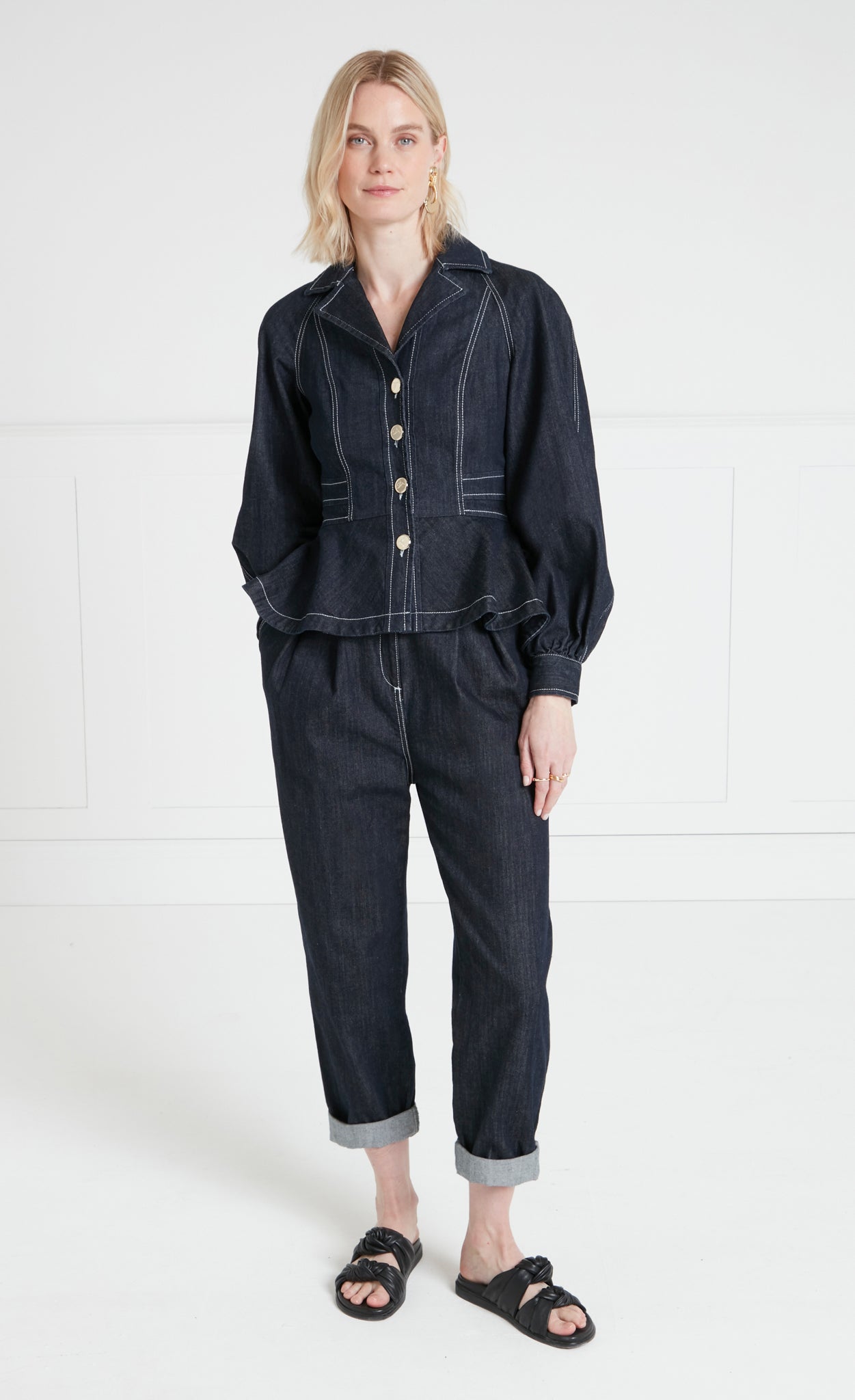 Temperley London Maye kurtka jeansowa niebieska