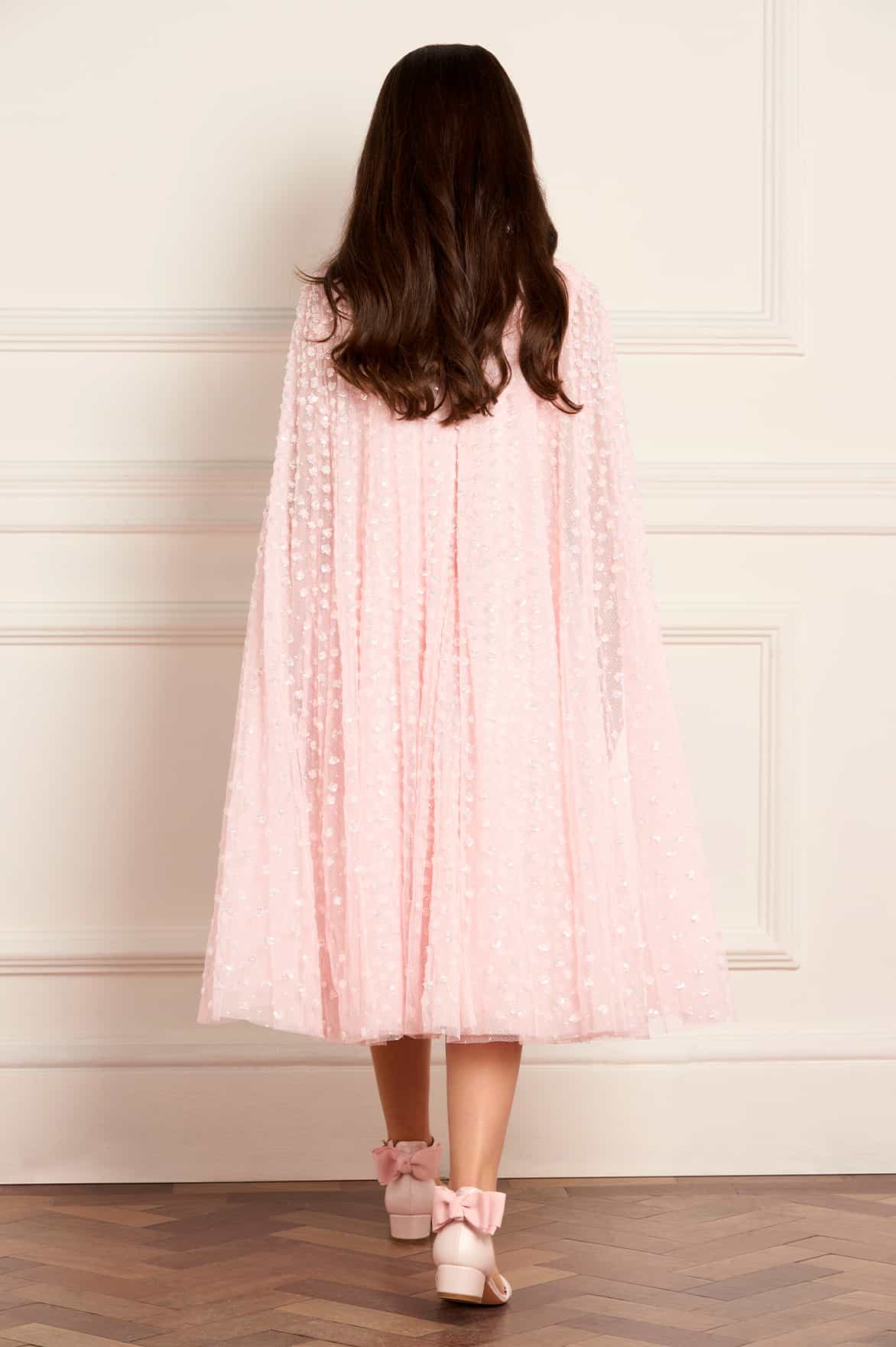 Needle & Thread Raindrop Cape Kids Dress sukienka róż cekiny