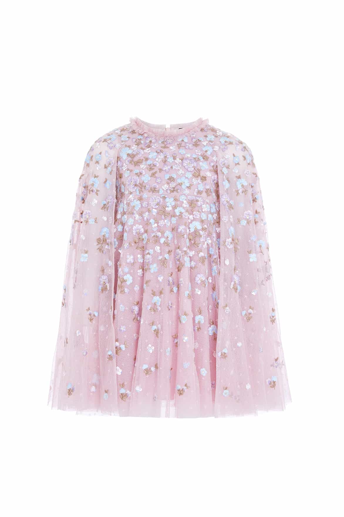 Needle & Thread Dahlia Ditsy Cape Kids Dress sukienka lila