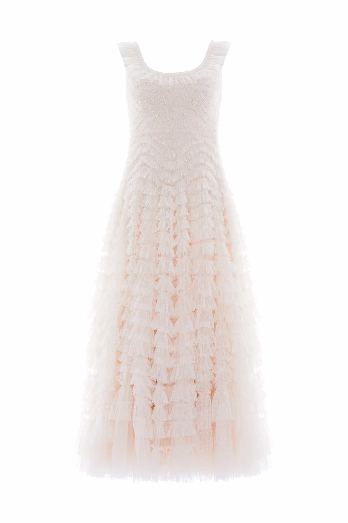 Needle & Thread Hattie Scoop Neck sukienka kremowa