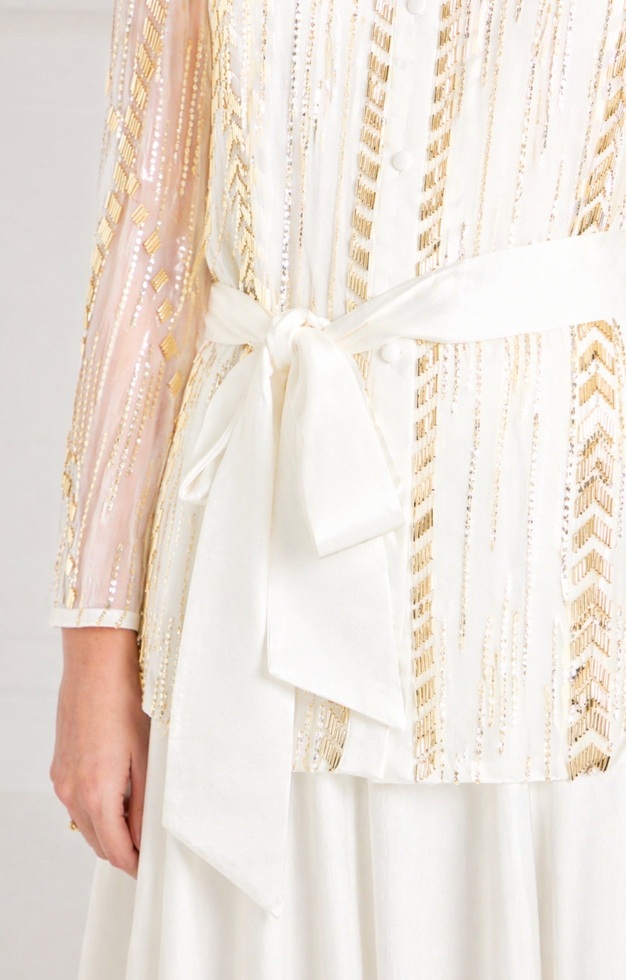Temperley London Viola koszula Ivory cekinowa
