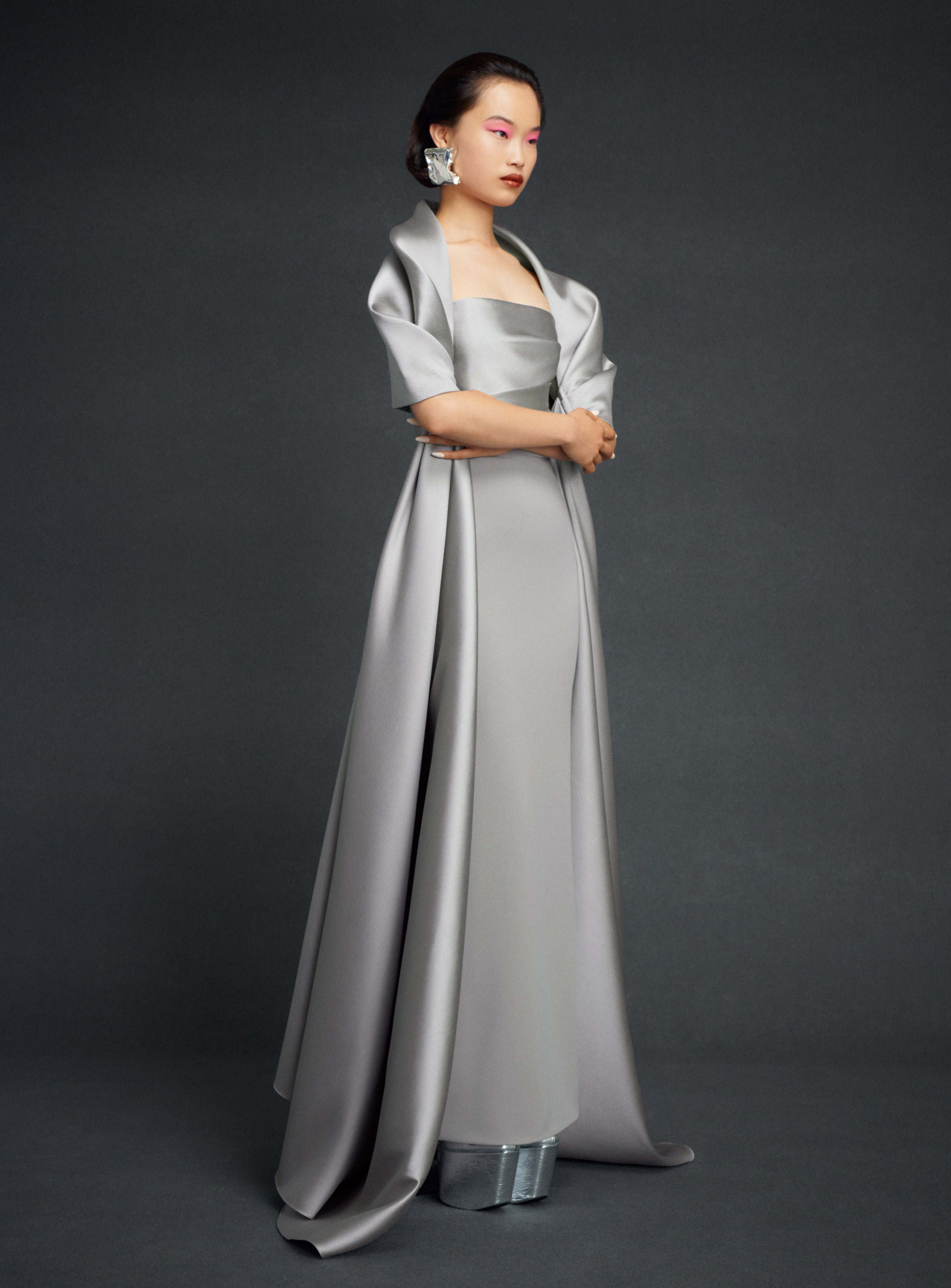 SOLACE LONDON Vera sukienka wieczorowa szara maxi