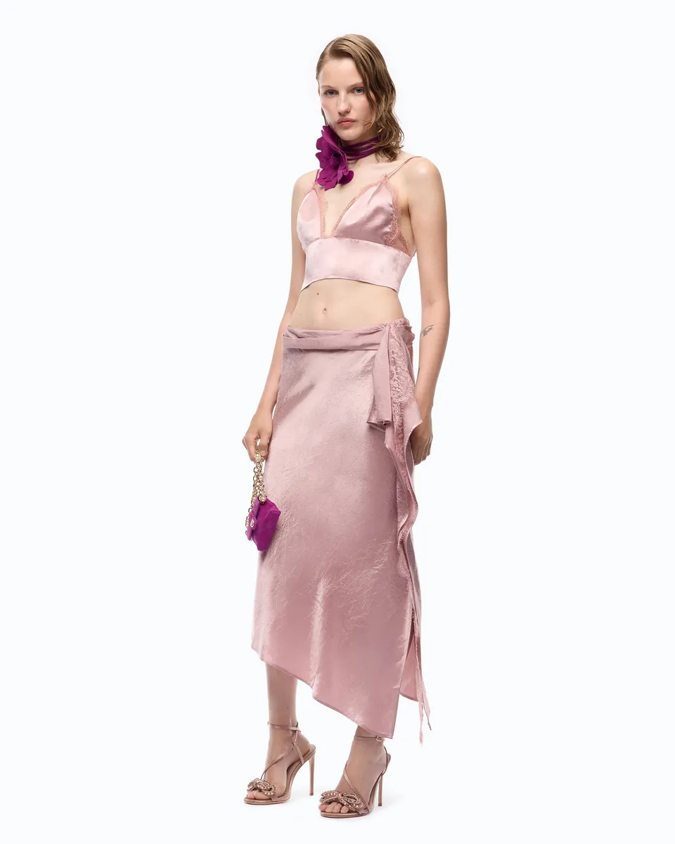 Pinko Frontera Skirt spódnica midi różowa
