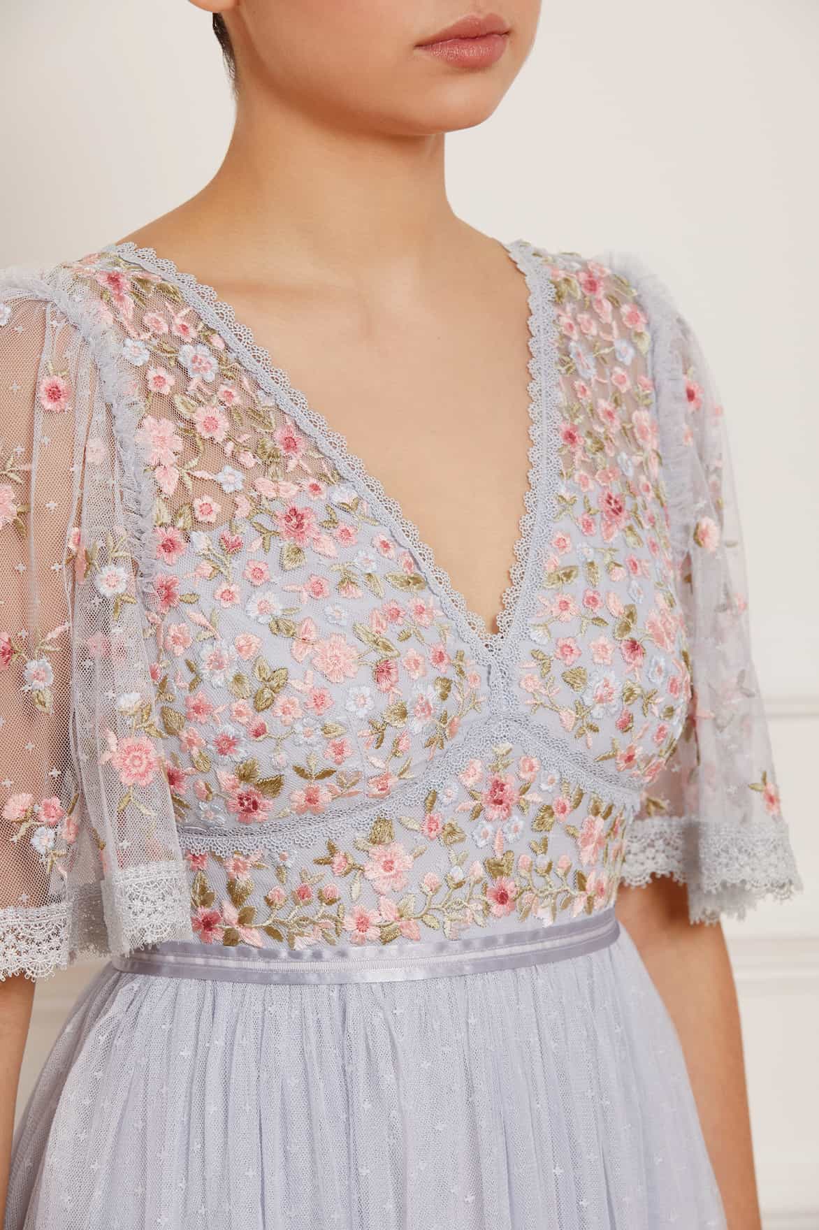 Needle & Thread Ribbon Bouquet Bodice suknia Blue Multi