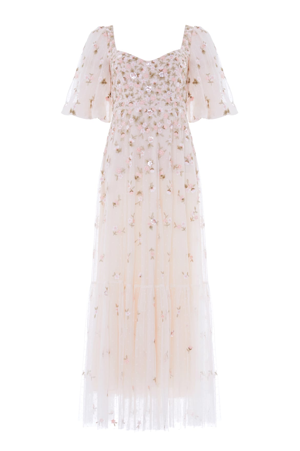 Needle & Thread Meadow Ditsy Sweetheart Ankle Gown sukienka kremowa