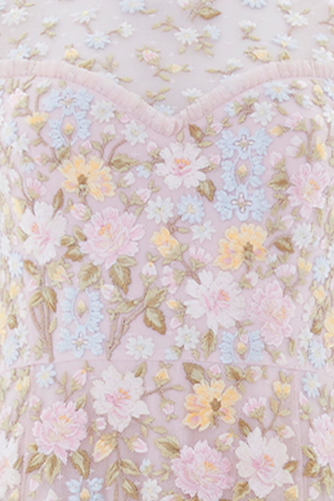 Needle & Thread Garden Rose Ankle Gown sukienka różowa haftowana
