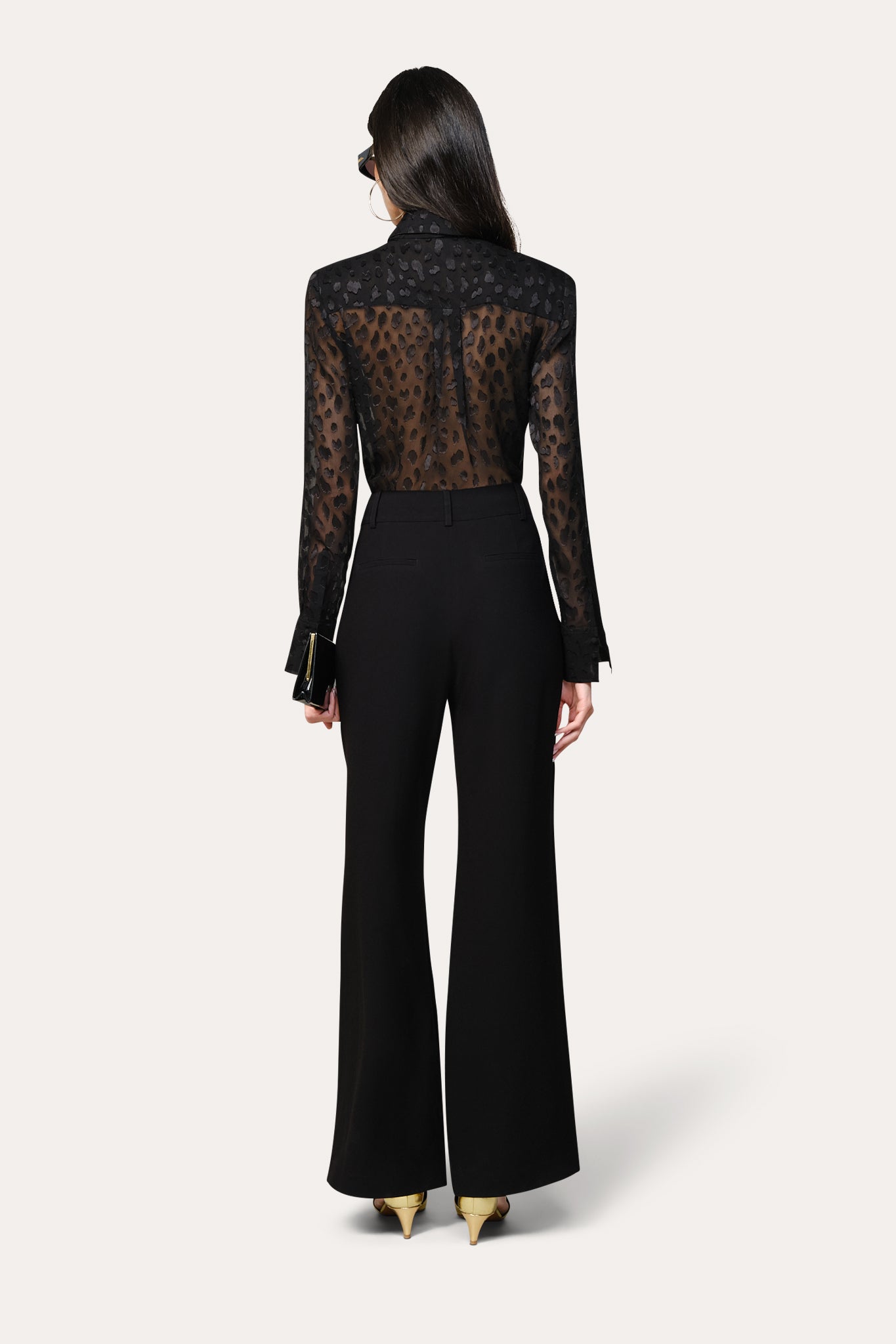 Elie Tahari Burnout Tie Button Down koszula czarna jedwabna