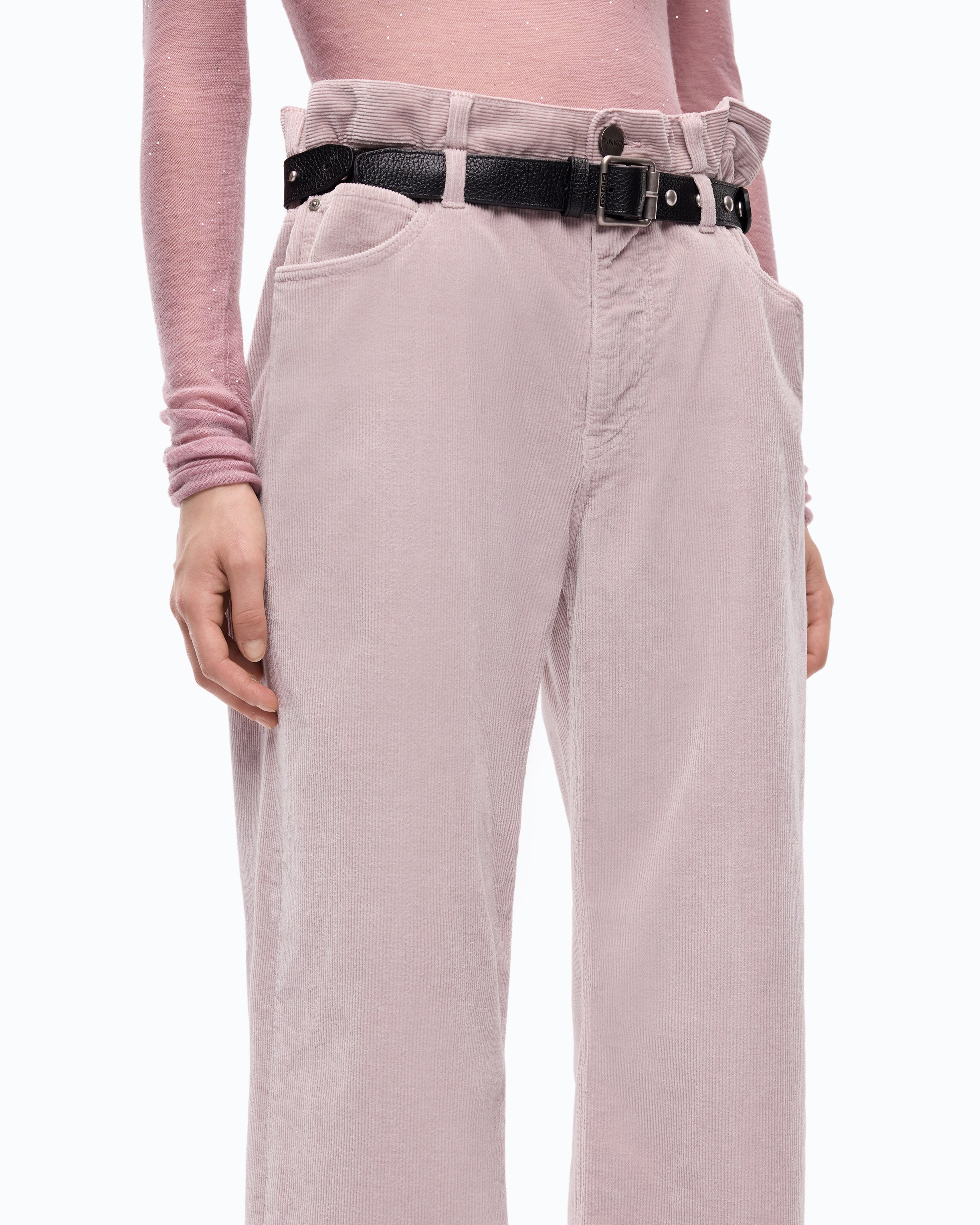 Pinko Cyntia Cropped spodnie sztruksowe z paskiem