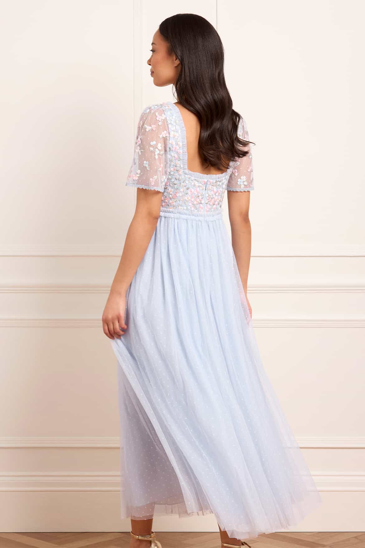 Needle & Thread Versailles Ditsy Bodice Ankle Gown sukienka niebieska