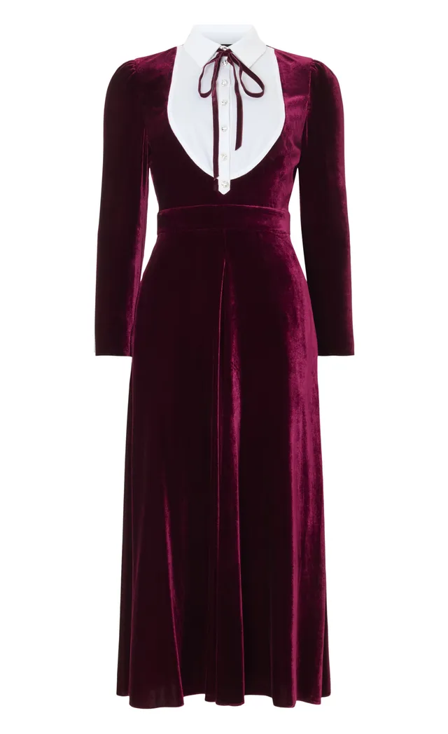Temperley London Pompidou sukienka bordowa midi
