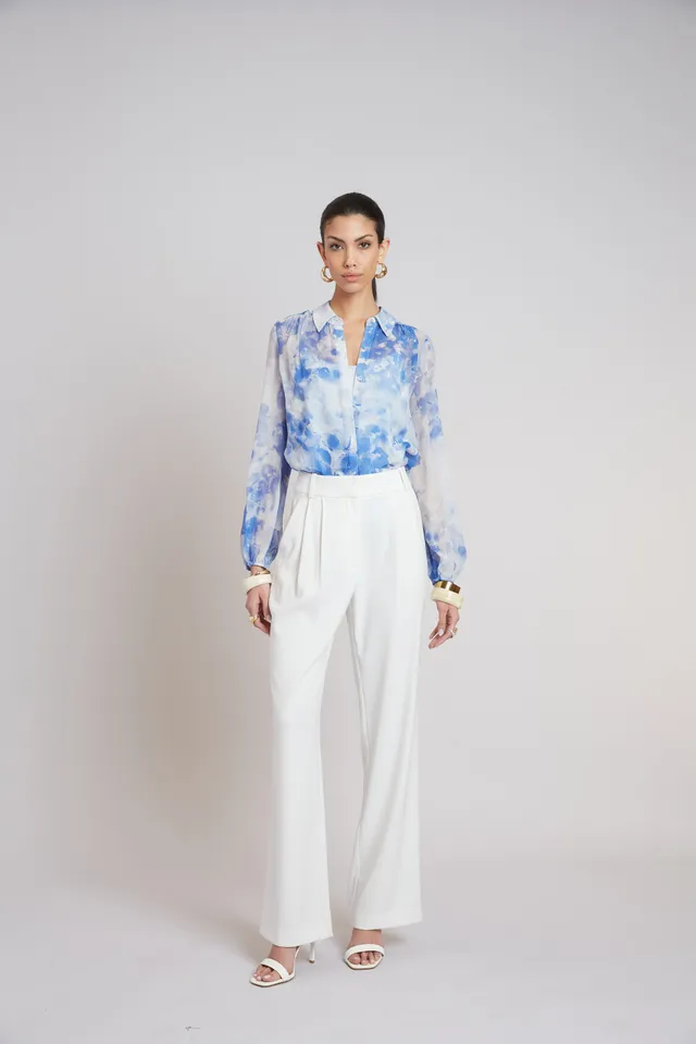 Elie Tahari Oceana Silk koszula Multi + top