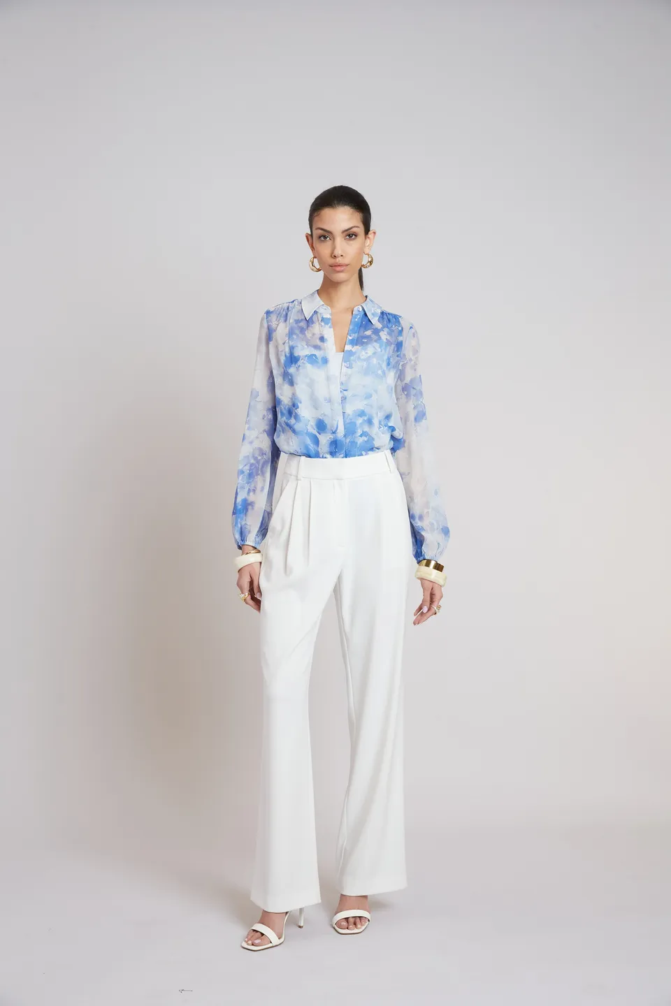 Elie Tahari Oceana Silk koszula Multi + top
