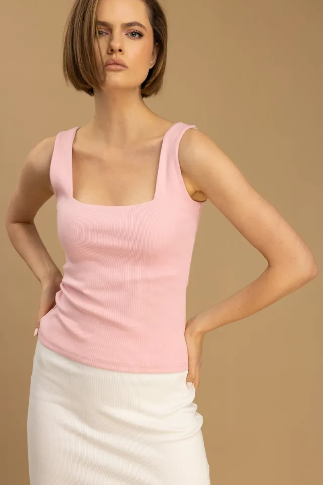 Nudyess Soho top prążkowany na ramiączkach pink