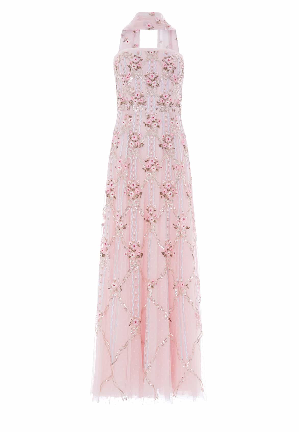 Needle & Thread Lovers Lace Strapless Gown suknia różowa