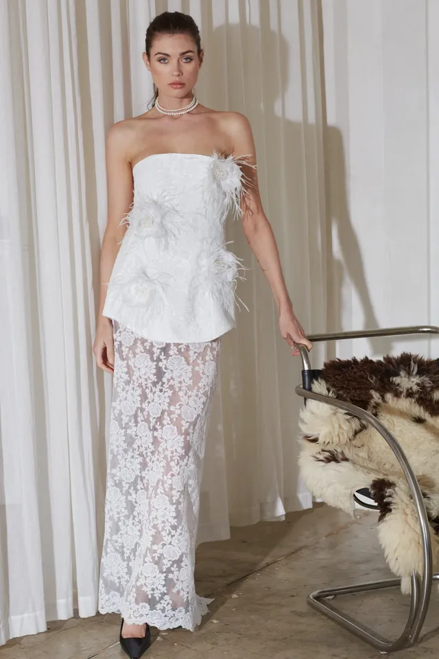 Delfi Collective Monroe sukienka Ivory satynowa ślubna