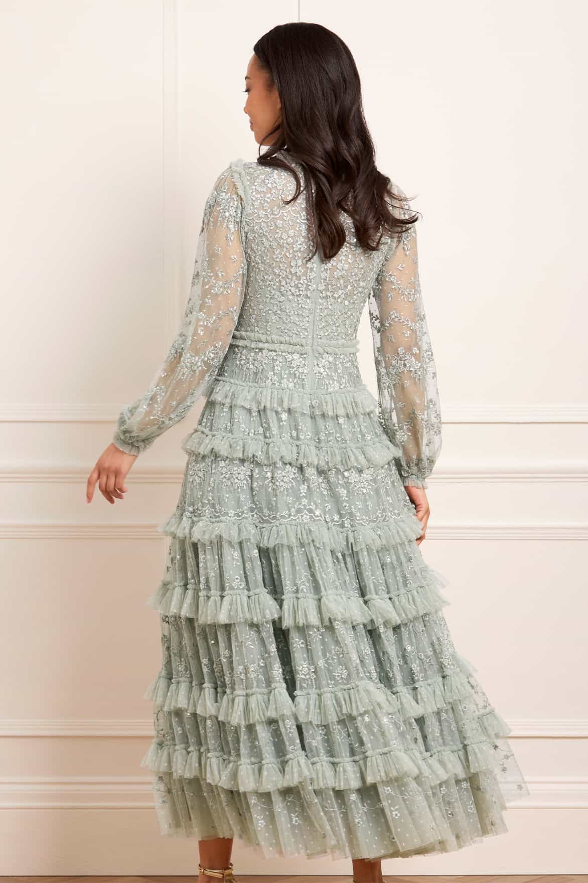 Needle & Thread Blossom Lace Ankle Gown suknia zielona