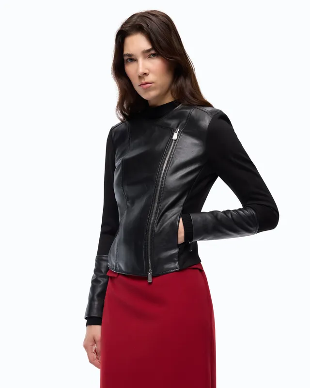 Pinko Girasole Jacket kurtka skórzana czarna biker