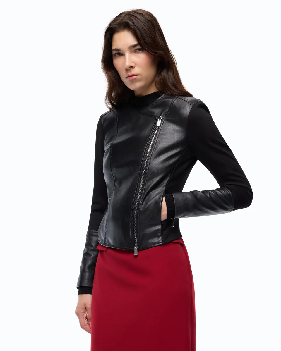 Pinko Girasole Jacket kurtka skórzana czarna biker