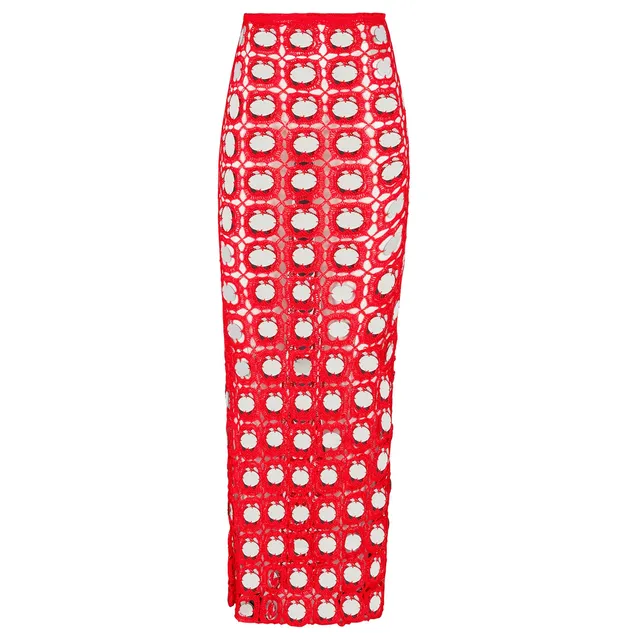 Delfi Collective Ayla spódnica Red Flare szydełkowa maxi