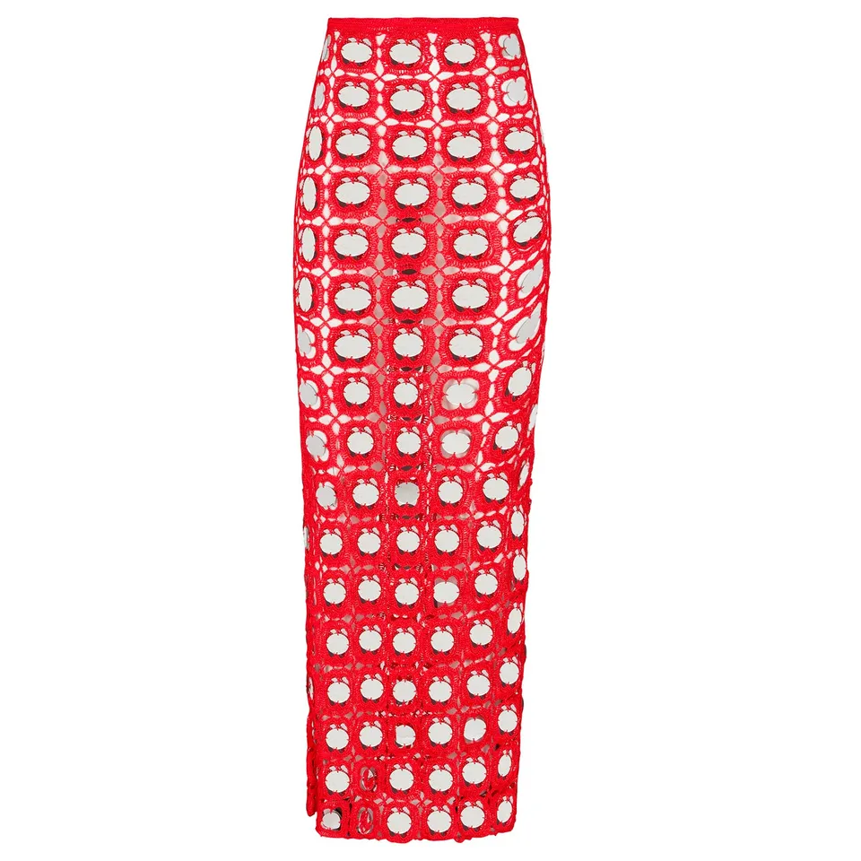 Delfi Collective Ayla spódnica Red Flare szydełkowa maxi