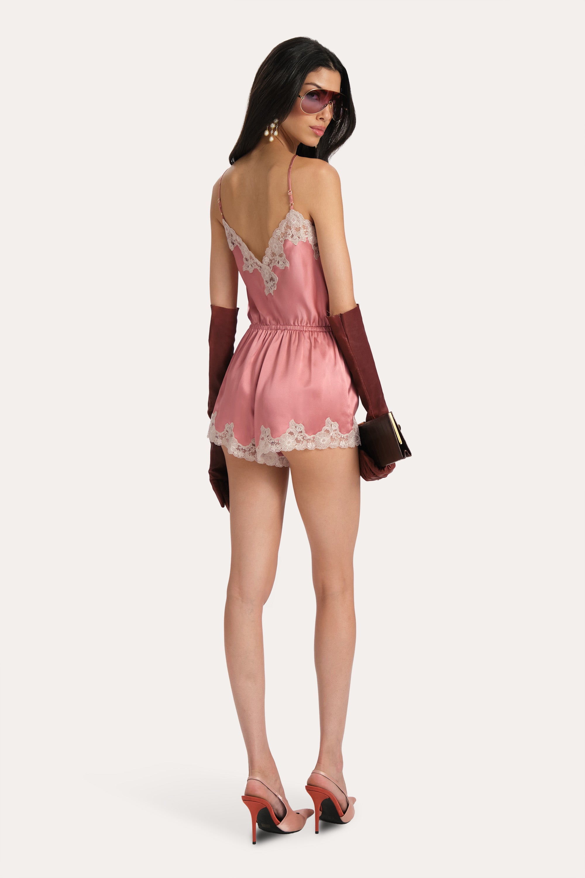 Elie Tahari Carly kombinezon Dusty Rose jedwabny