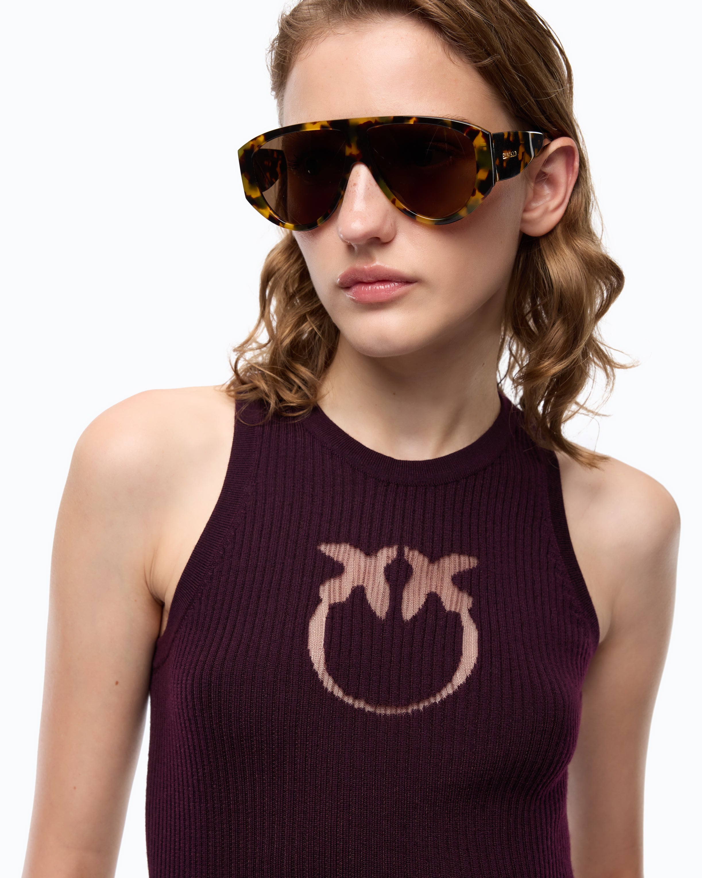 Pinko Newcastle Tank Top top fioletowy wełna