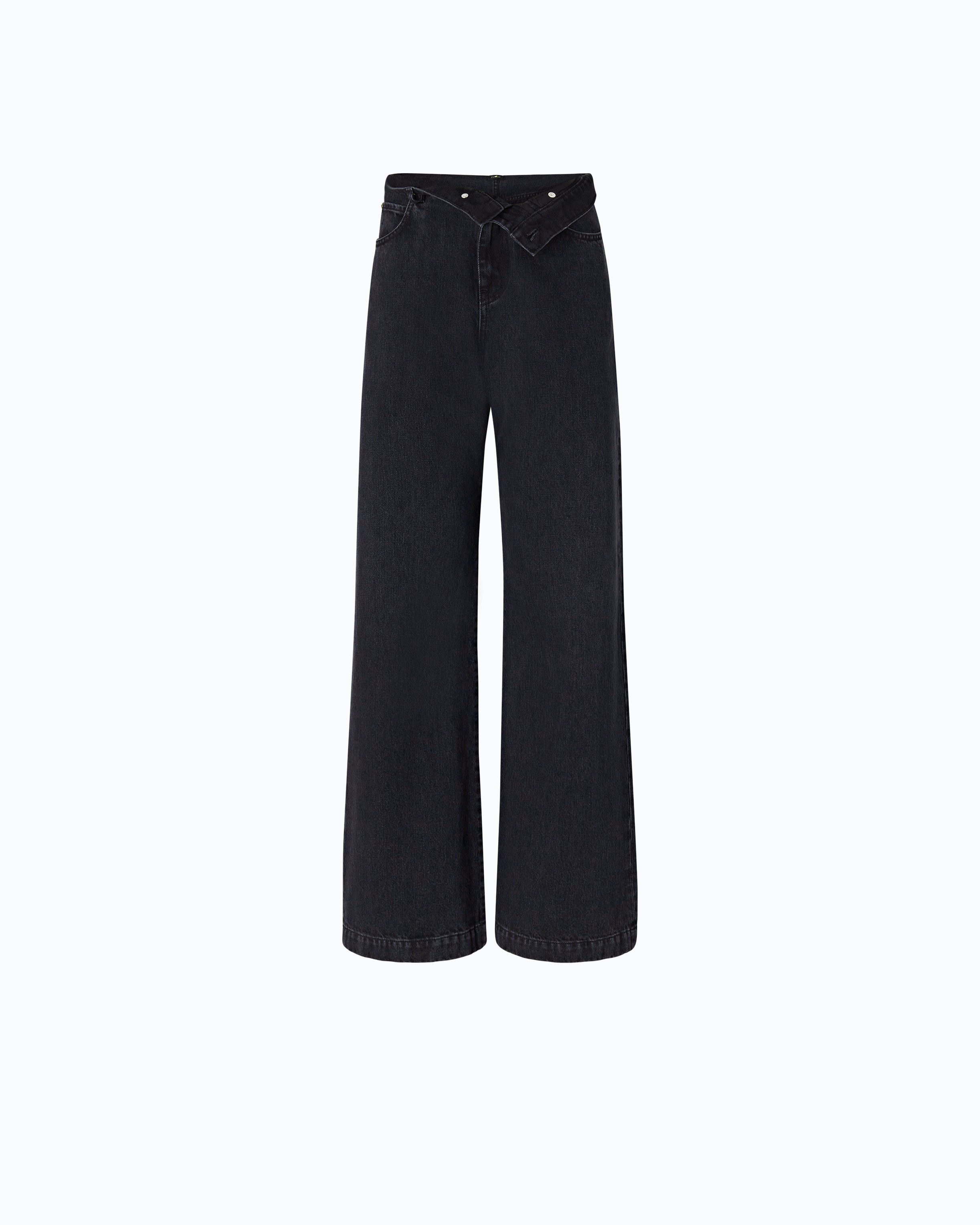 Pinko Wanda Waist Down Wide Leg jeansy czarne wide leg