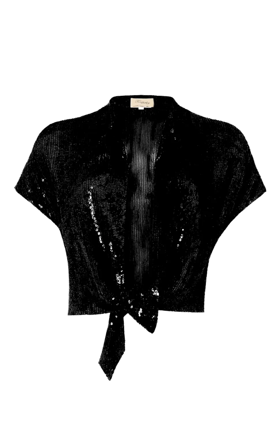 Temperley London Filigree żakiet cekinowy Black wiązany