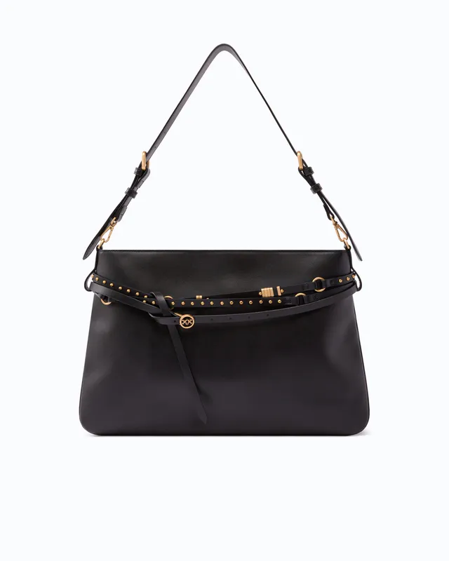 Pinko Belt Bag Big torba skórzana czarna crossbody