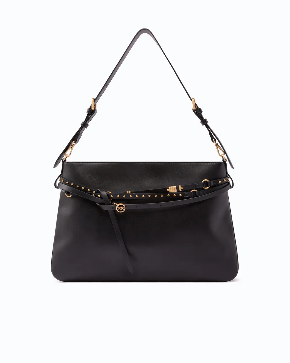 Pinko Belt Bag Big torba skórzana czarna crossbody