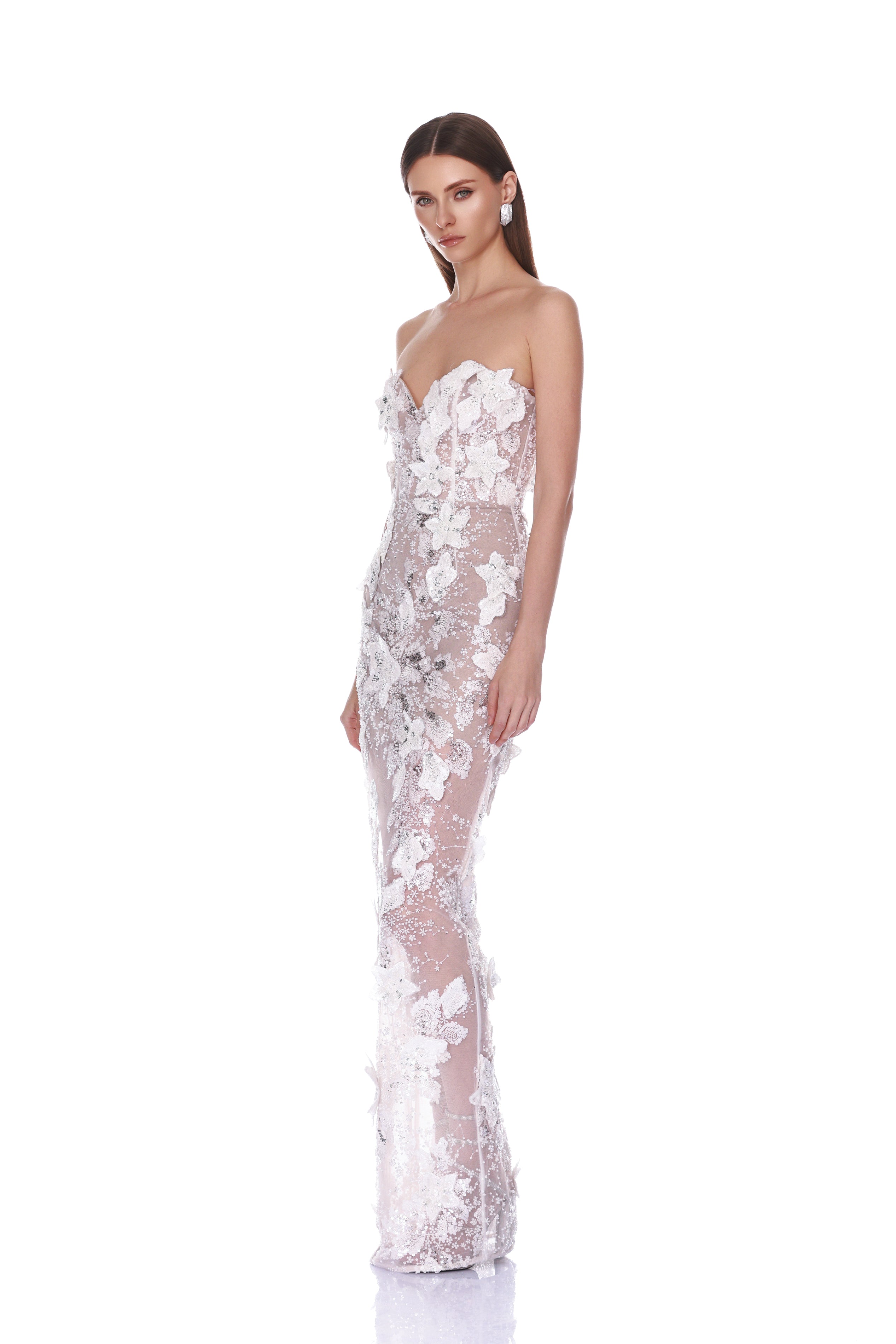 Bronx and Banco Dahlia Bridal sukienka wieczorowa biała maxi