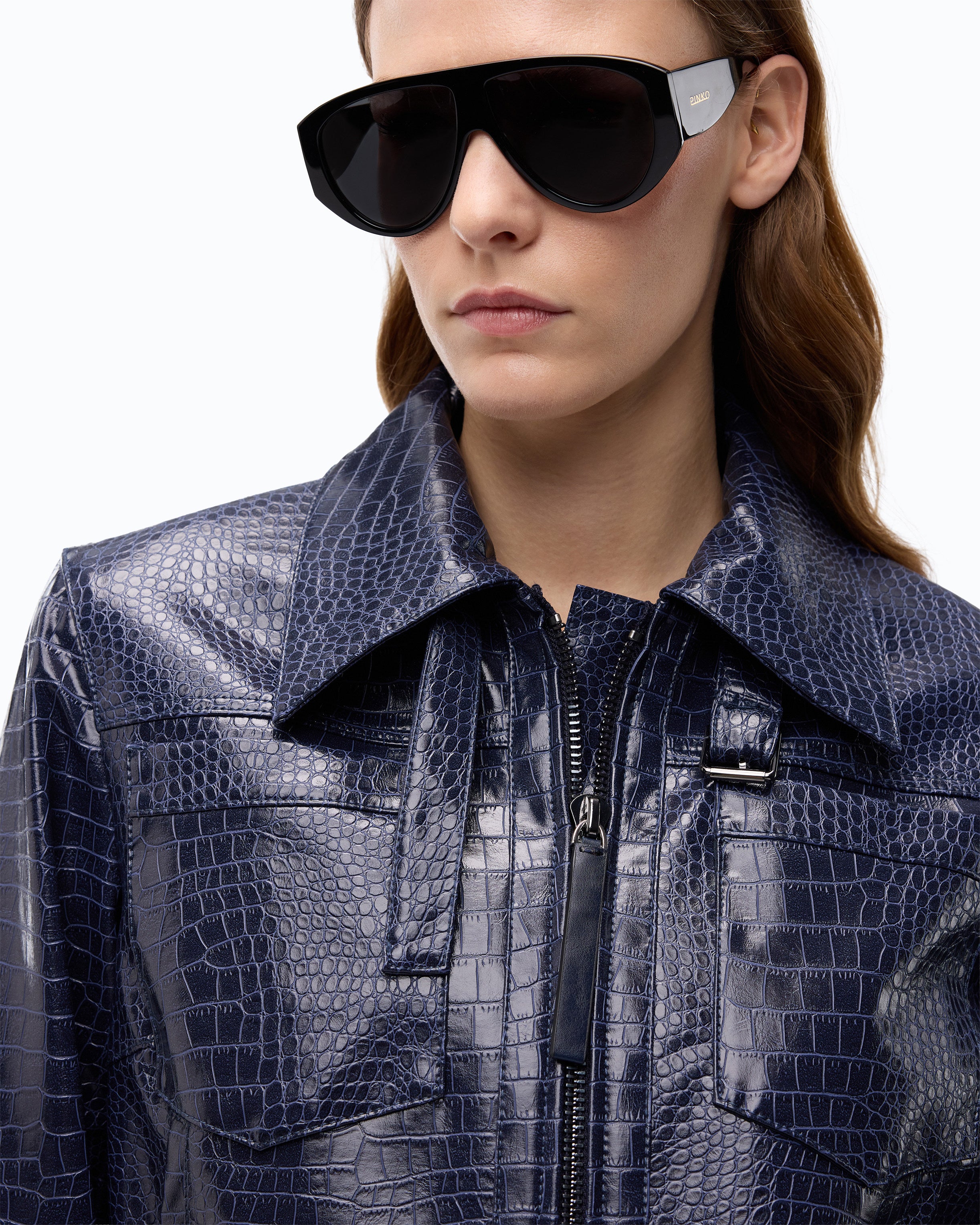 Pinko Bonarda Jacket kurtka niebieska krokodyl