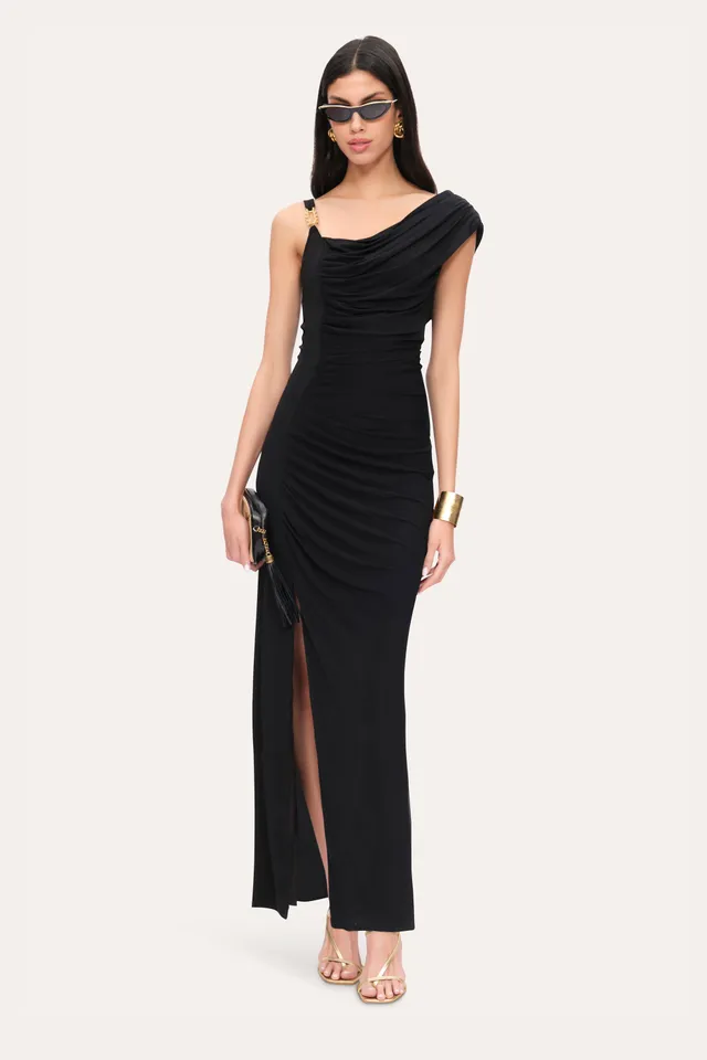 Elie Tahari Asymmetric E905T614 suknia czarna długa