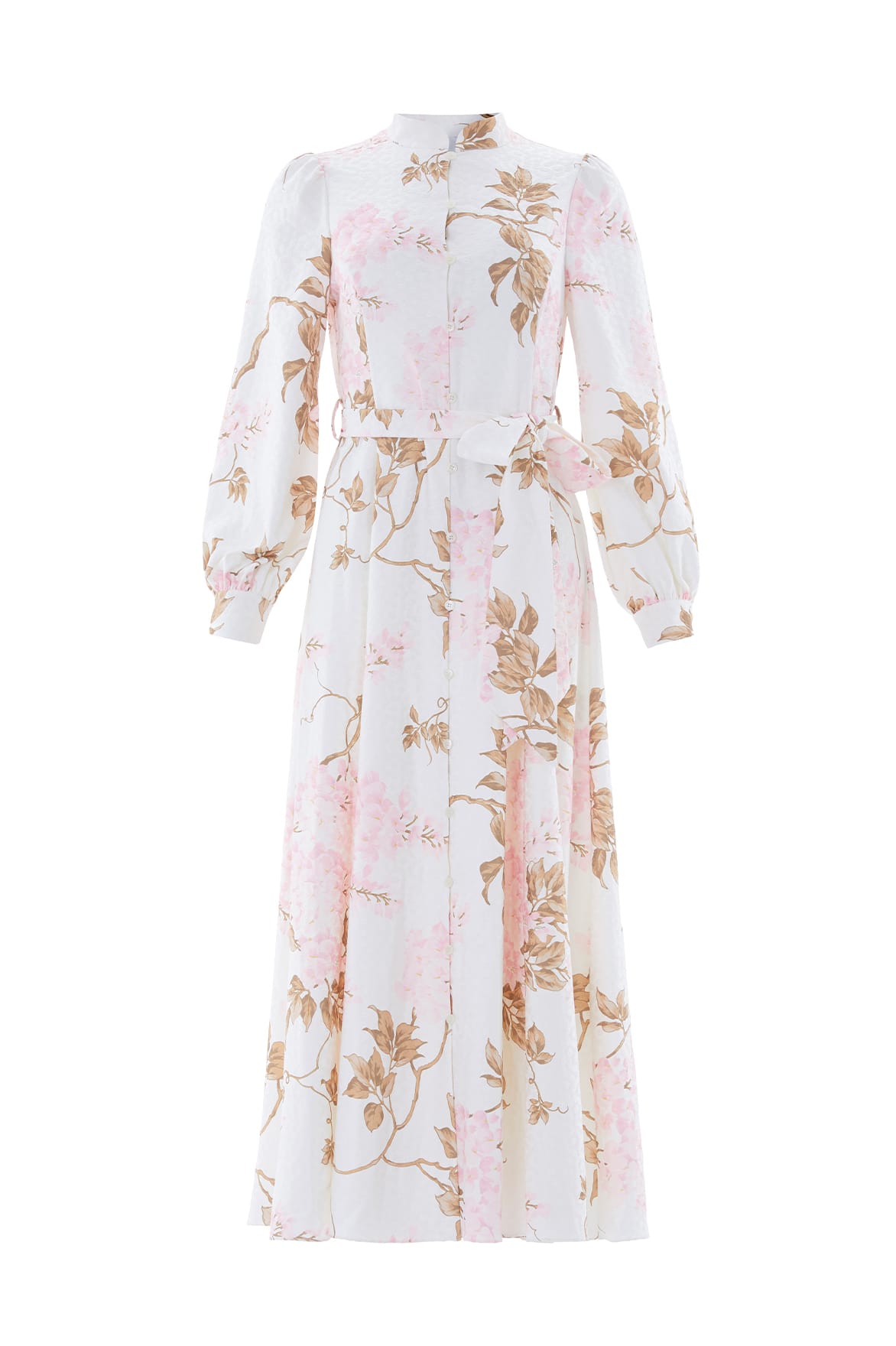 Needle & Thread Wisteria Jacquard Long Sleeve Shirt Dress sukienka biała