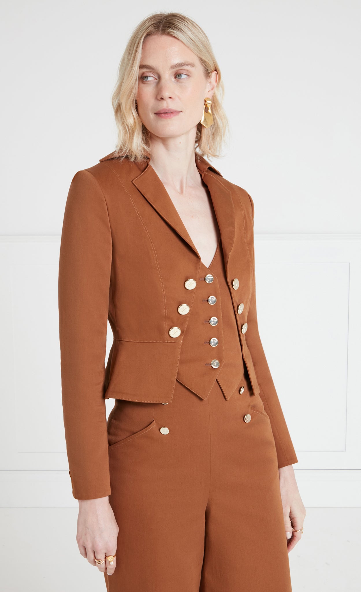 Temperley London Castell marynarka Brown taliowana 2w1