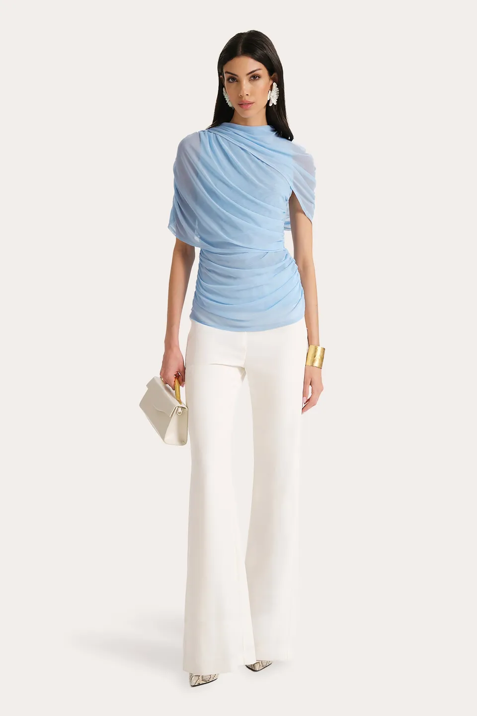 Elie Tahari Gaia top mesh niebieski