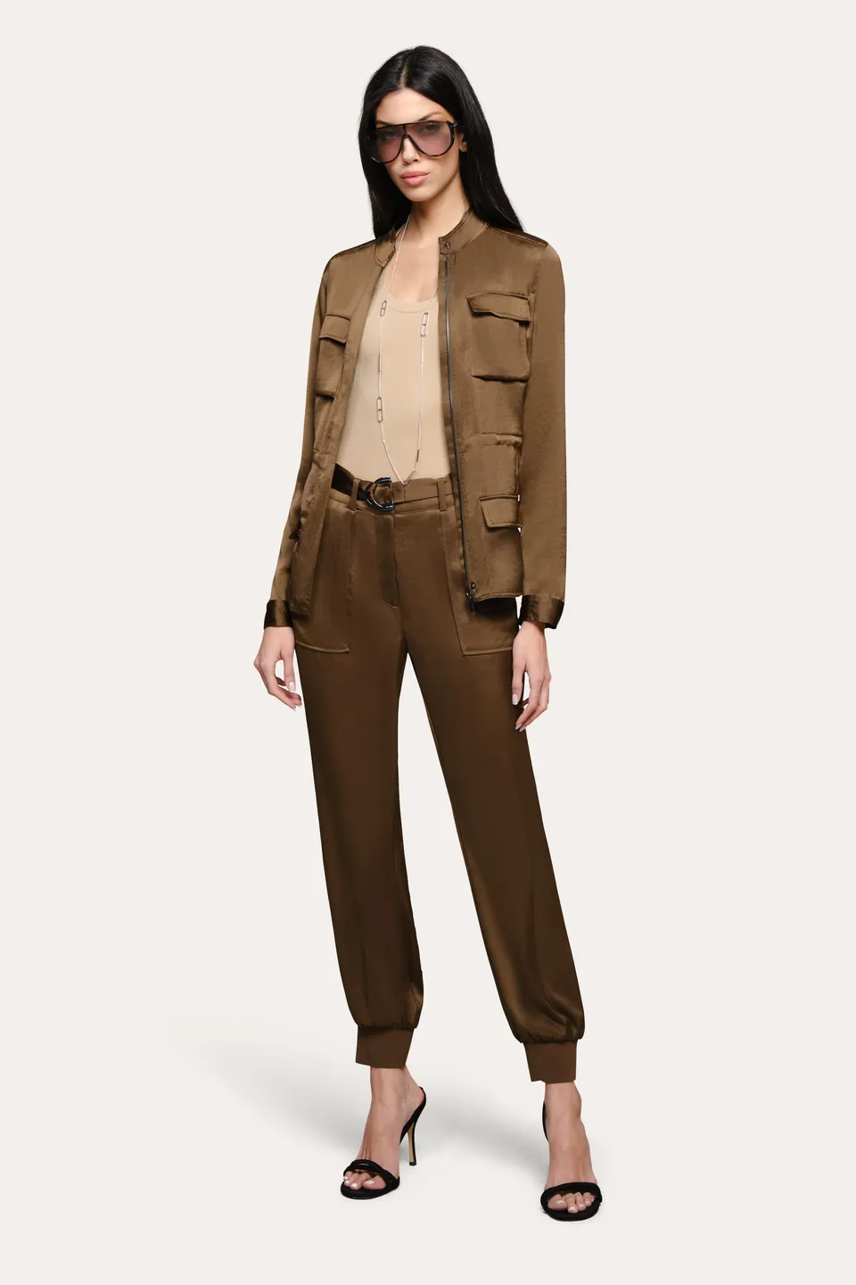 Elie Tahari Olivia Utility kurtka satynowa Savoy