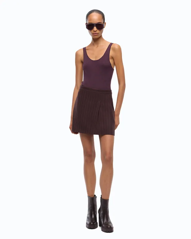 Pinko Giunco Skirt spódnica mini wełniana w prążek