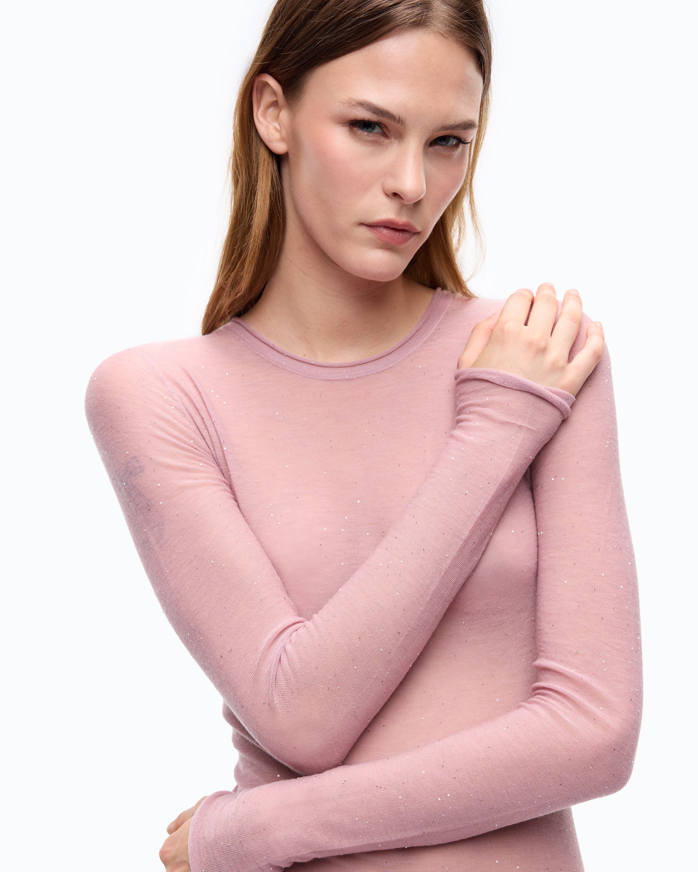 Pinko Pico Sweater sweter różowy cekiny