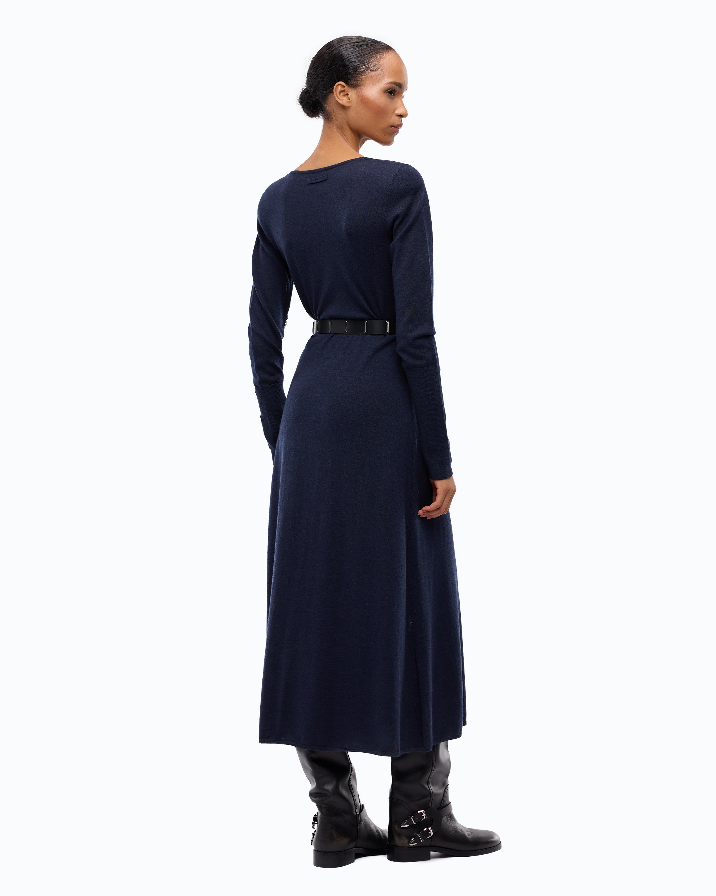 Pinko Ululato Dress sukienka midi wełniana niebieska