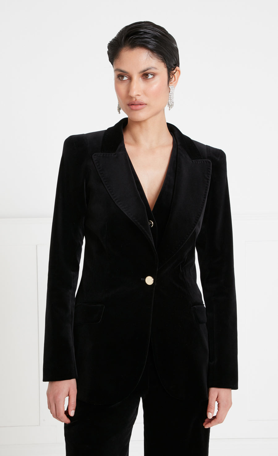 Temperley London Clove żakiet welurowy czarny taliowany