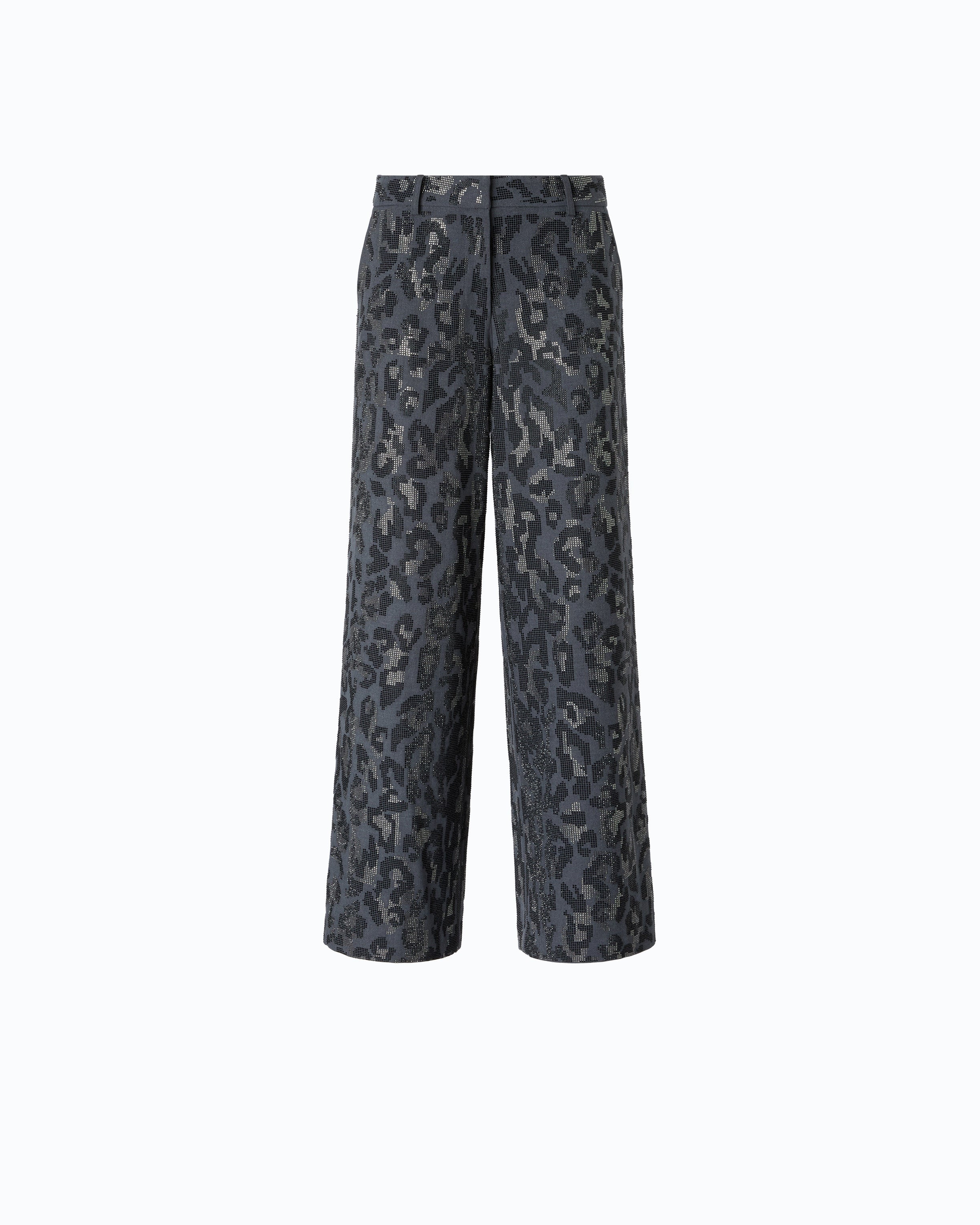 Pinko Jeep Pants spodnie wide leg szare maculato