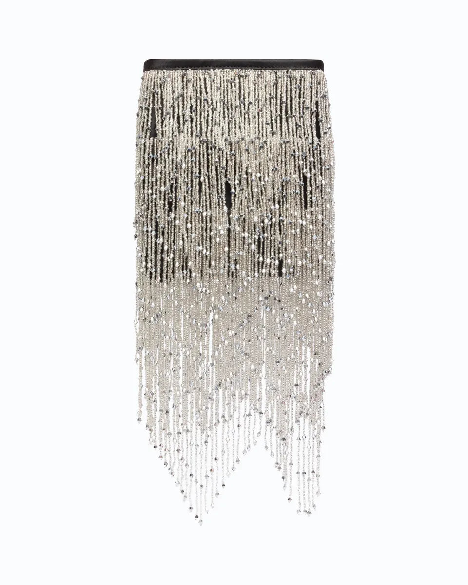 Pinko Galleria torebka pouch czarna frędzle